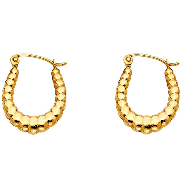 Ioka 14K Gold Fancy Hollow Hoop Hinged Earrings Ioka 14K Gold Fancy Hollow Hoop Hinged Earrings
